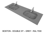 Plan vasque à encastrer, double lavabos intégrés angle arrondi, L. 120 à 200 cm x 40 à 60 cm, résine minérale ACRYSTONE® SOLID SURFACE Finition lisse, Livraison Offerte et Rapide.